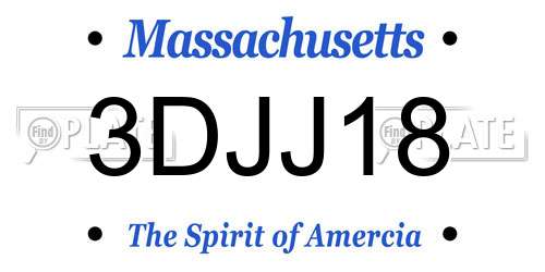 3DJJ18 Massachusetts License Plate