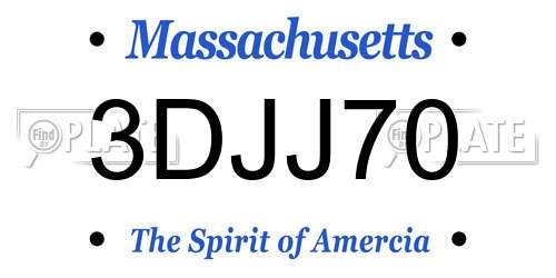 3DJJ70 Massachusetts License Plate