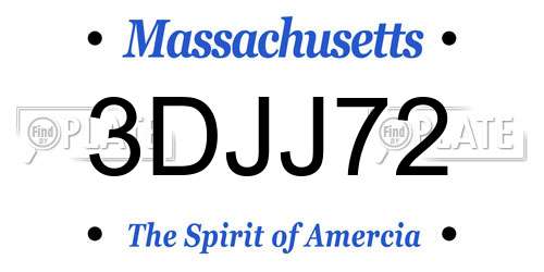3DJJ72 Massachusetts License Plate