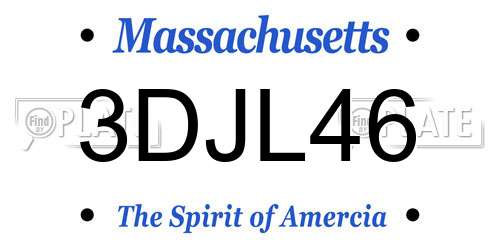 3DJL46 Massachusetts License Plate