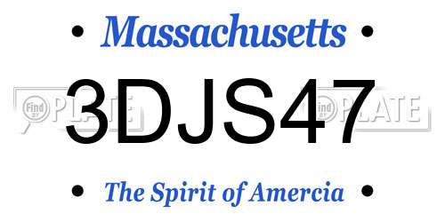 3DJS47 Massachusetts License Plate