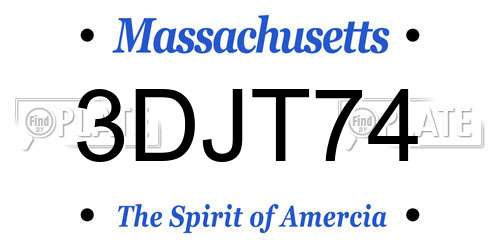 3DJT74 Massachusetts License Plate