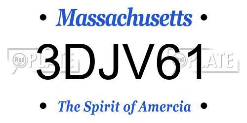 3DJV61 Massachusetts License Plate