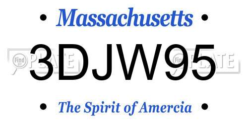 3DJW95 Massachusetts License Plate