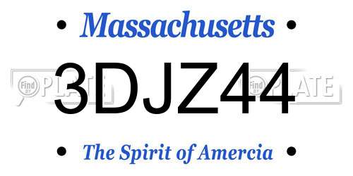 3DJZ44 Massachusetts License Plate