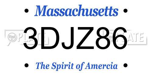 3DJZ86 Massachusetts License Plate