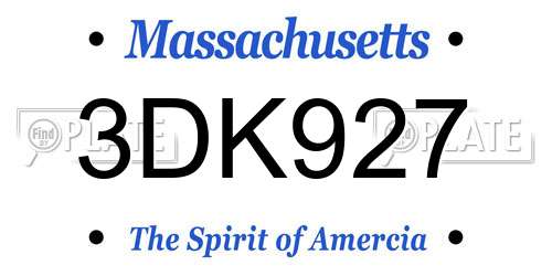 3DK927 Massachusetts License Plate