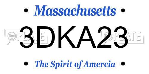 3DKA23 Massachusetts License Plate