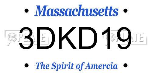 3DKD19 Massachusetts License Plate
