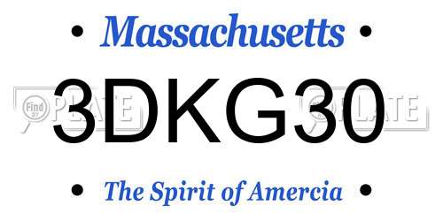 3DKG30 Massachusetts License Plate