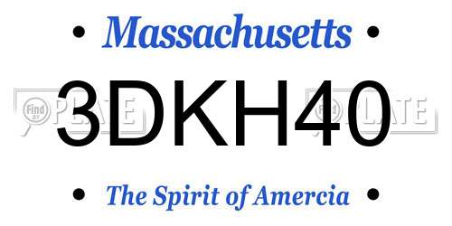 3DKH40 Massachusetts License Plate