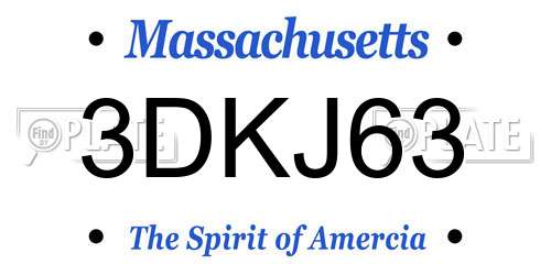 3DKJ63 Massachusetts License Plate