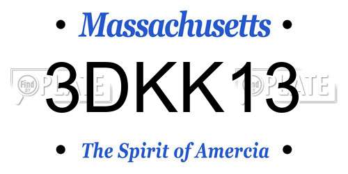 3DKK13 Massachusetts License Plate