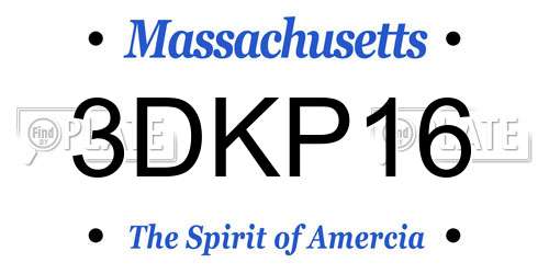3DKP16 Massachusetts License Plate