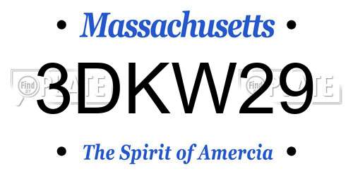 3DKW29 Massachusetts License Plate