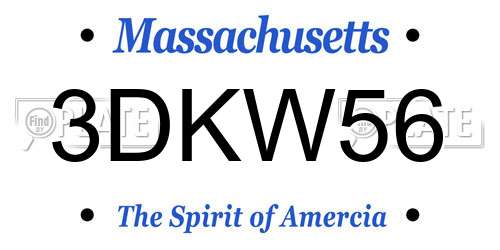 3DKW56 Massachusetts License Plate