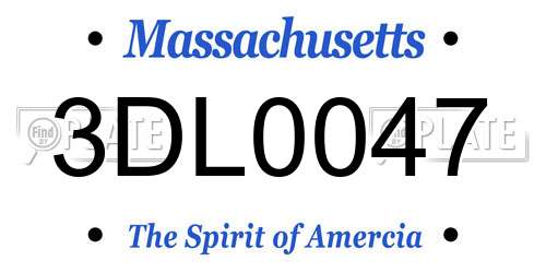 3DL0047 Massachusetts License Plate