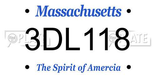 3DL118 Massachusetts License Plate