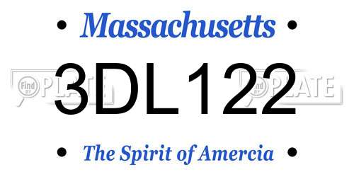 3DL122 Massachusetts License Plate