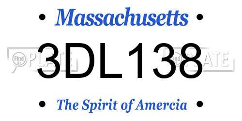 3DL138 Massachusetts License Plate
