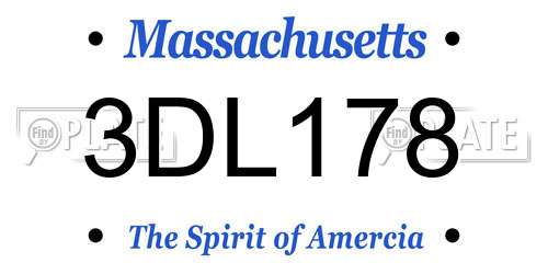 3DL178 Massachusetts License Plate