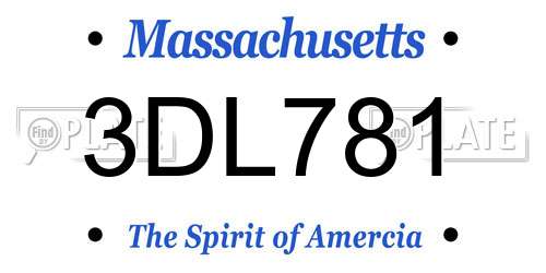 3DL781 Massachusetts License Plate