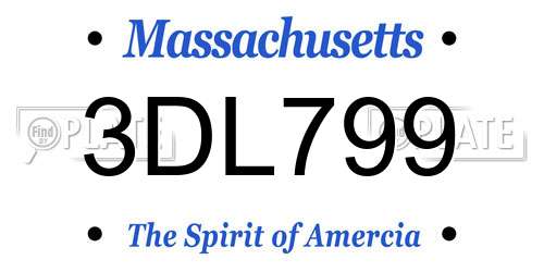 3DL799 Massachusetts License Plate