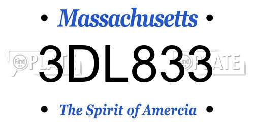 3DL833 Massachusetts License Plate