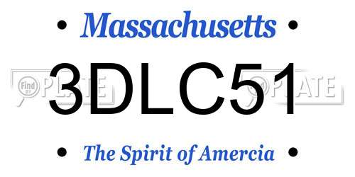3DLC51 Massachusetts License Plate
