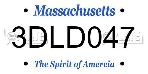 3DLD047 Massachusetts License Plate