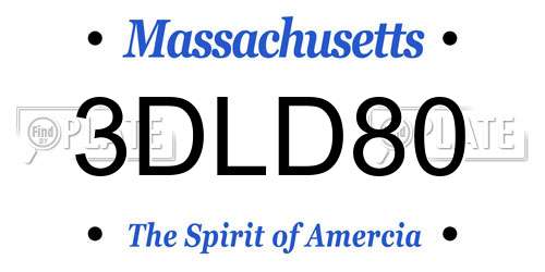 3DLD80 Massachusetts License Plate