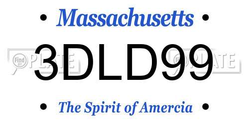 3DLD99 Massachusetts License Plate