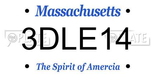 3DLE14 Massachusetts License Plate