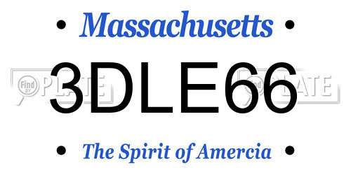 3DLE66 Massachusetts License Plate