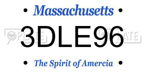 3DLE96 Massachusetts License Plate