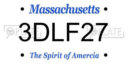 3DLF27 Massachusetts License Plate