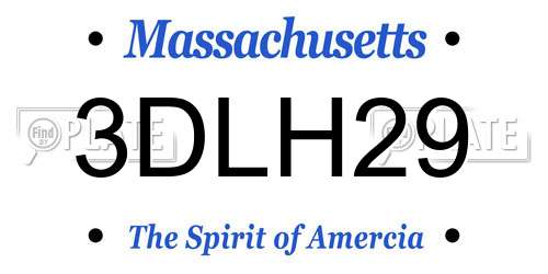 3DLH29 Massachusetts License Plate