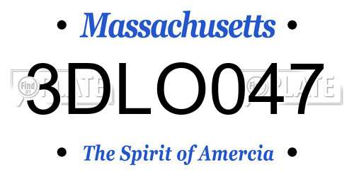 3DLO047 Massachusetts License Plate