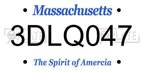 3DLQ047 Massachusetts License Plate
