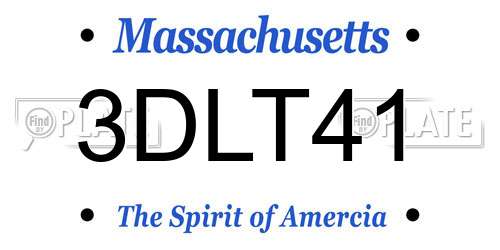 3DLT41 Massachusetts License Plate