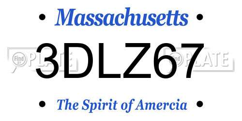 3DLZ67 Massachusetts License Plate