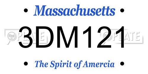 3DM121 Massachusetts License Plate