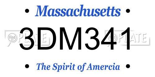 3DM341 Massachusetts License Plate