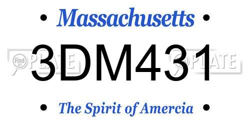 3DM431 Massachusetts License Plate
