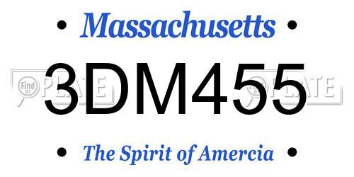3DM455 Massachusetts License Plate