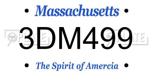 3DM499 Massachusetts License Plate