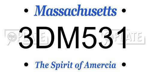 3DM531 Massachusetts License Plate