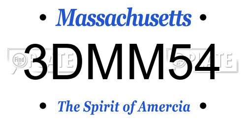 3DMM54 Massachusetts License Plate