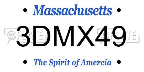 3DMX49 Massachusetts License Plate