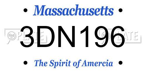 3DN196 Massachusetts License Plate
